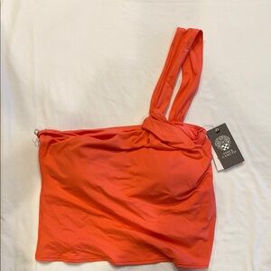 Vince Camuto coral One-Shoulder swim top